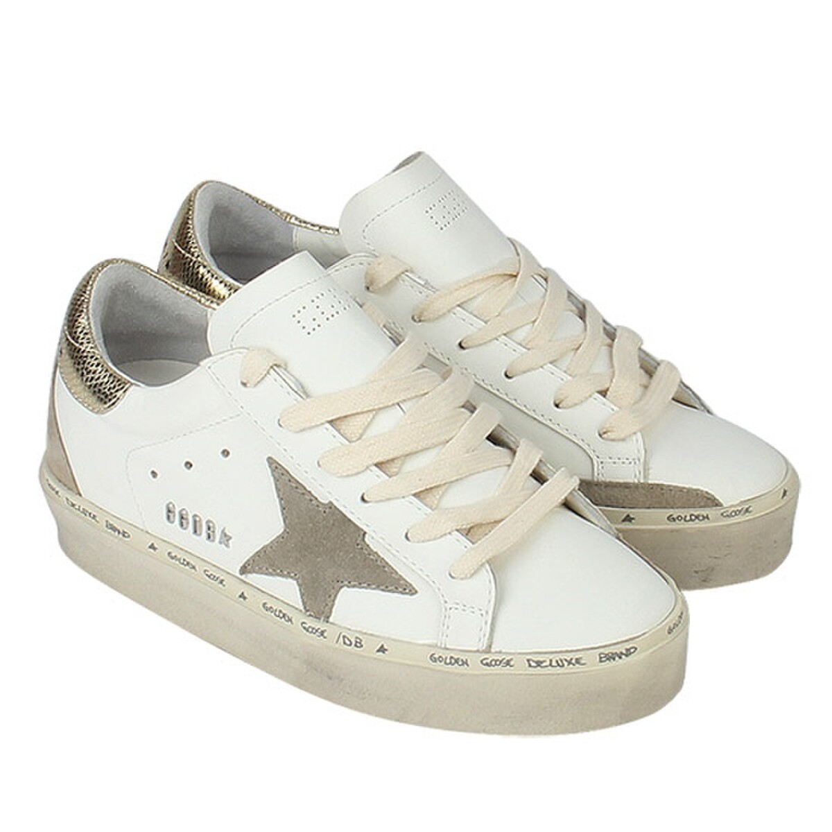 Golden Goose-Championes de cuero Hi Star Classic - Blanco 