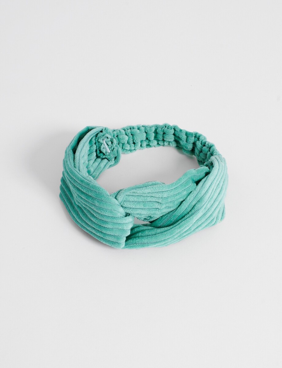 Vincha de tela nudo con elastico - verde 
