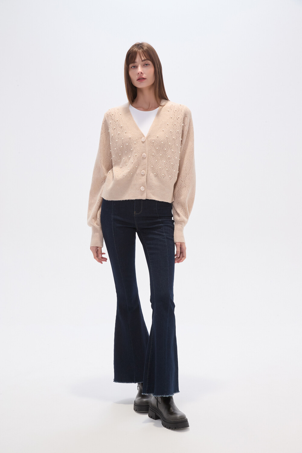 Cardigan Resun Beige Melange