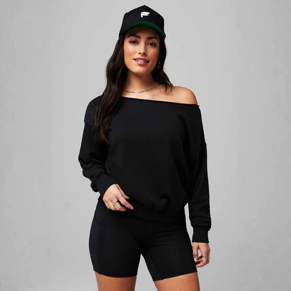 Polera Year Round Terry Off Shoulder Sweatshirt Mujer Black