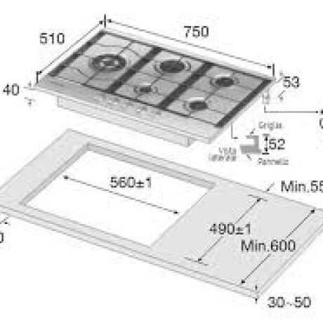 Anafe a Gas 5 Hornallas acero Samsung NA75J3030AS/B1 Anafe a Gas 5 Hornallas acero Samsung NA75J3030AS/B1