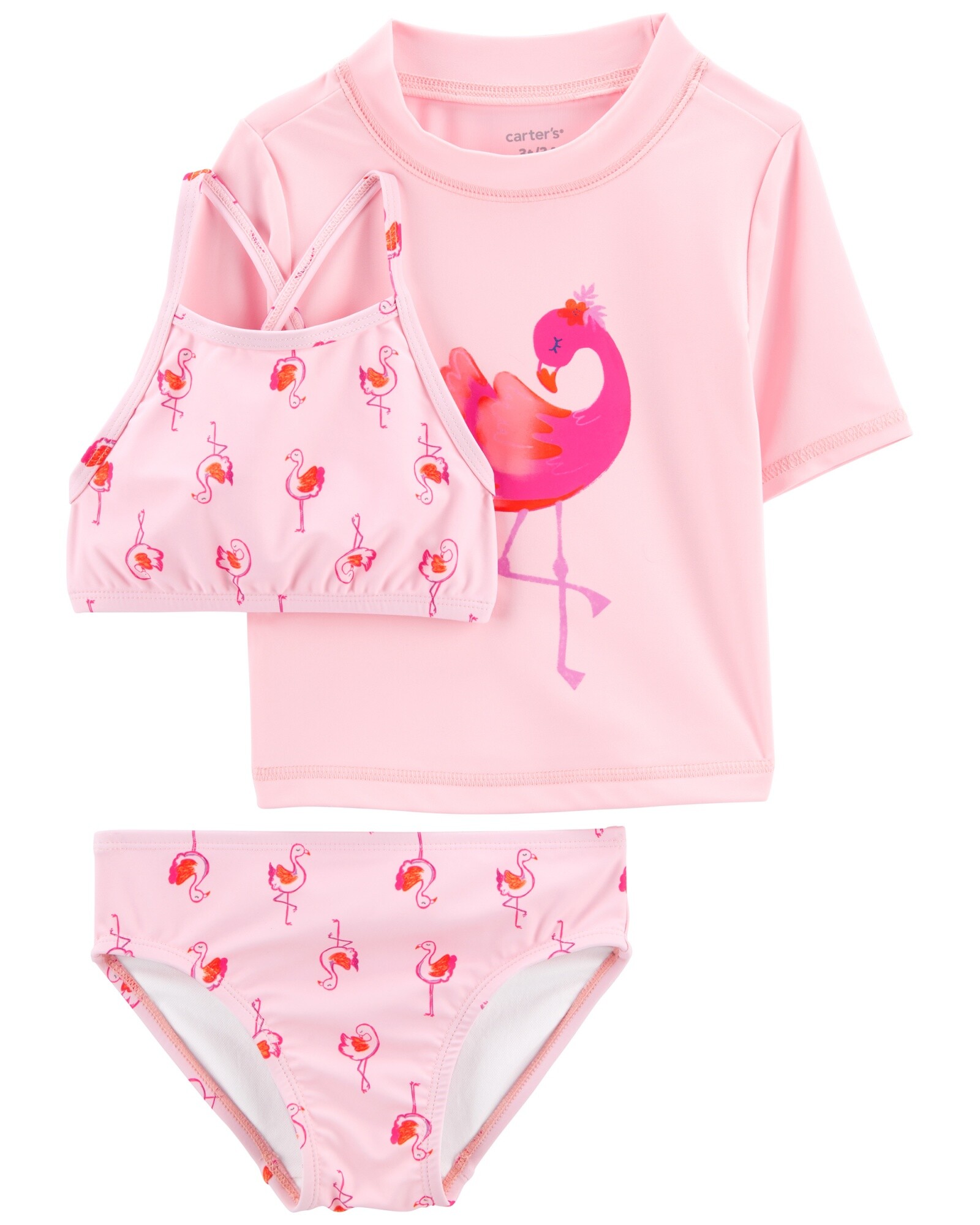 Set de baño tres piezas, protección UPF 50+, diseño flamencos Sin color