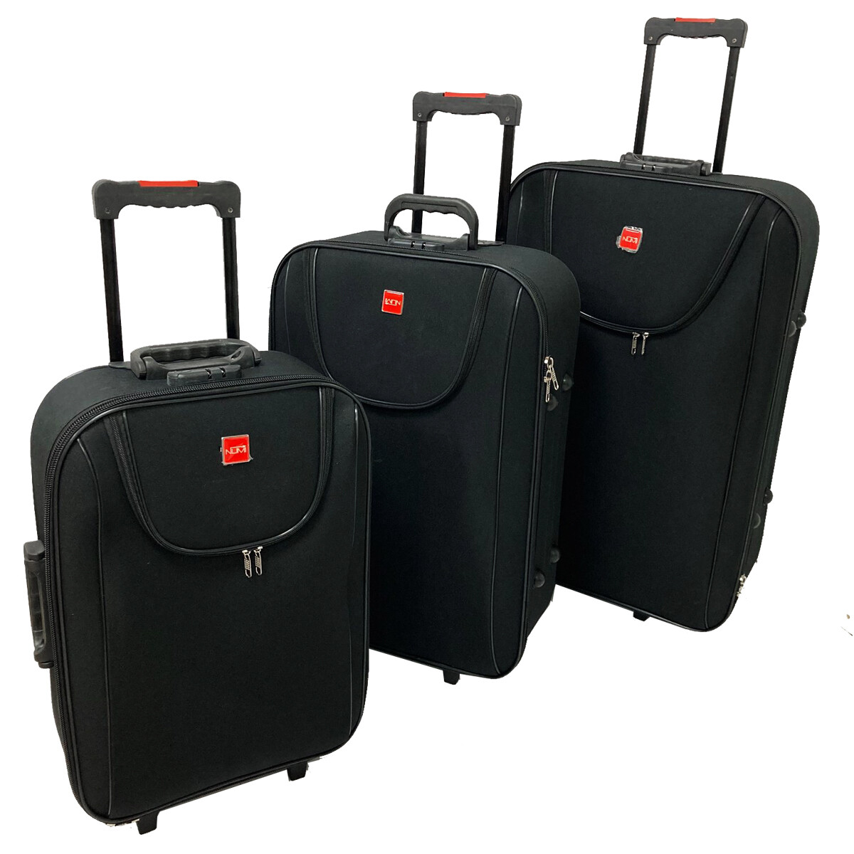 Set de 3 valijas de tela 2 ruedas mango telescópico - 001 