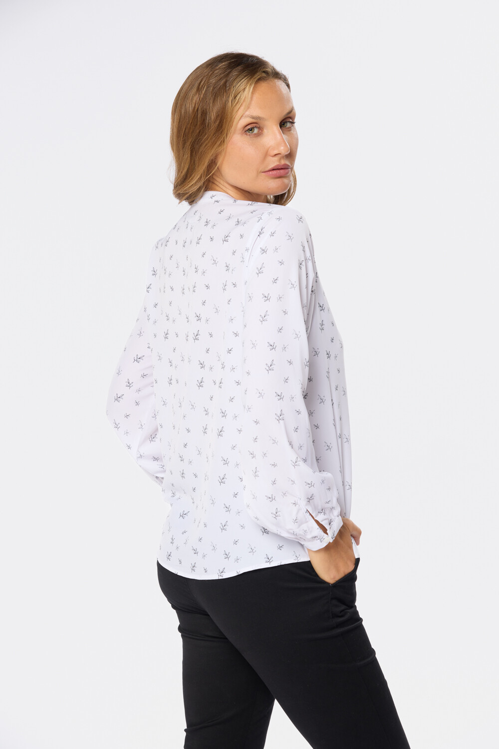 BLUSA CLASICA Hojas Azul