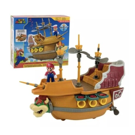 Super Mario Deluxe Bowser's Air Ship Playset con Figura de Acción de Mario 001