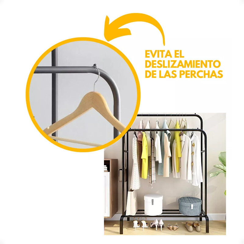 Perchero Doble De Metal Organizador De Ropa Negro