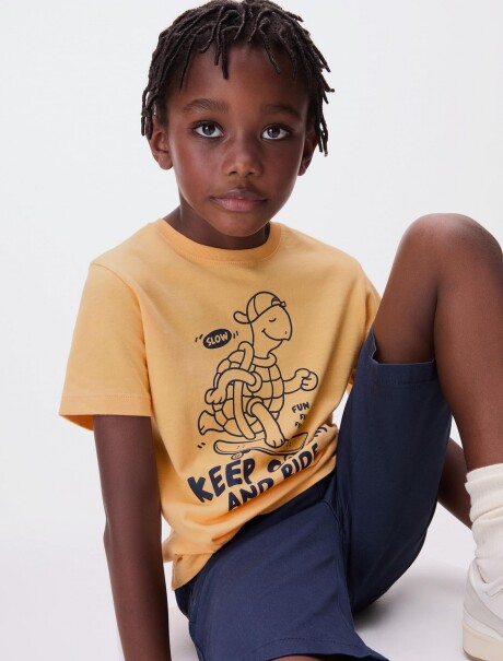 CAMISETA DE NIÑO MANGA CORTA ESTAMPADA NARANJA