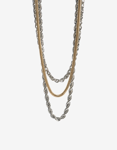 Collares Largos Metal Collar Largo Mix Cadenas - Plateado Rodio