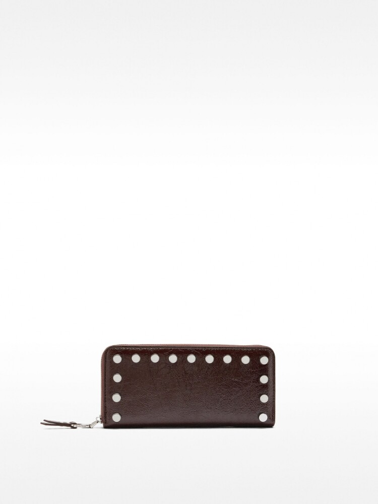 Cartera Efecto Craquelado Con Tachuelas marron