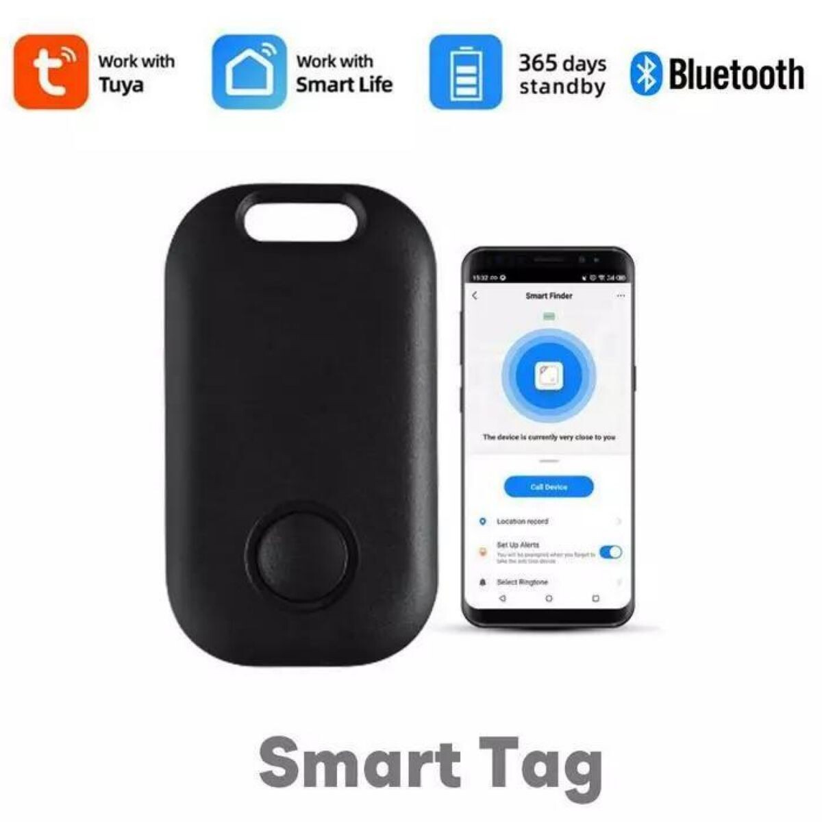 Rastreador Bluetooth Tuya Smart Negro 