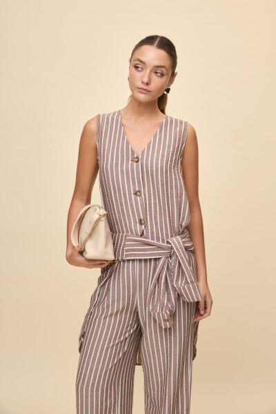 CHALECO JACARANDA STRIPED Chocolate