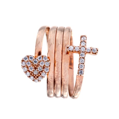 Anillo de plata 925 con baño de oro rosado y circonias. Anillo de plata 925 con baño de oro rosado y circonias.