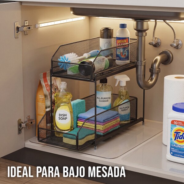 Estante Organizador Mesada Alacena Cocina 2 Cajones Multiuso Imback Color Negro Estante Organizador Mesada Alacena Cocina 2 Cajones Multiuso Imback Color Negro