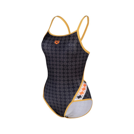 Malla De Entrenamiento Para Mujer Arena Women's 50th Swimsuit Negro, Gris y Dorado