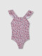 Traje De Baño Estampado Flor Grande Rosa Medio