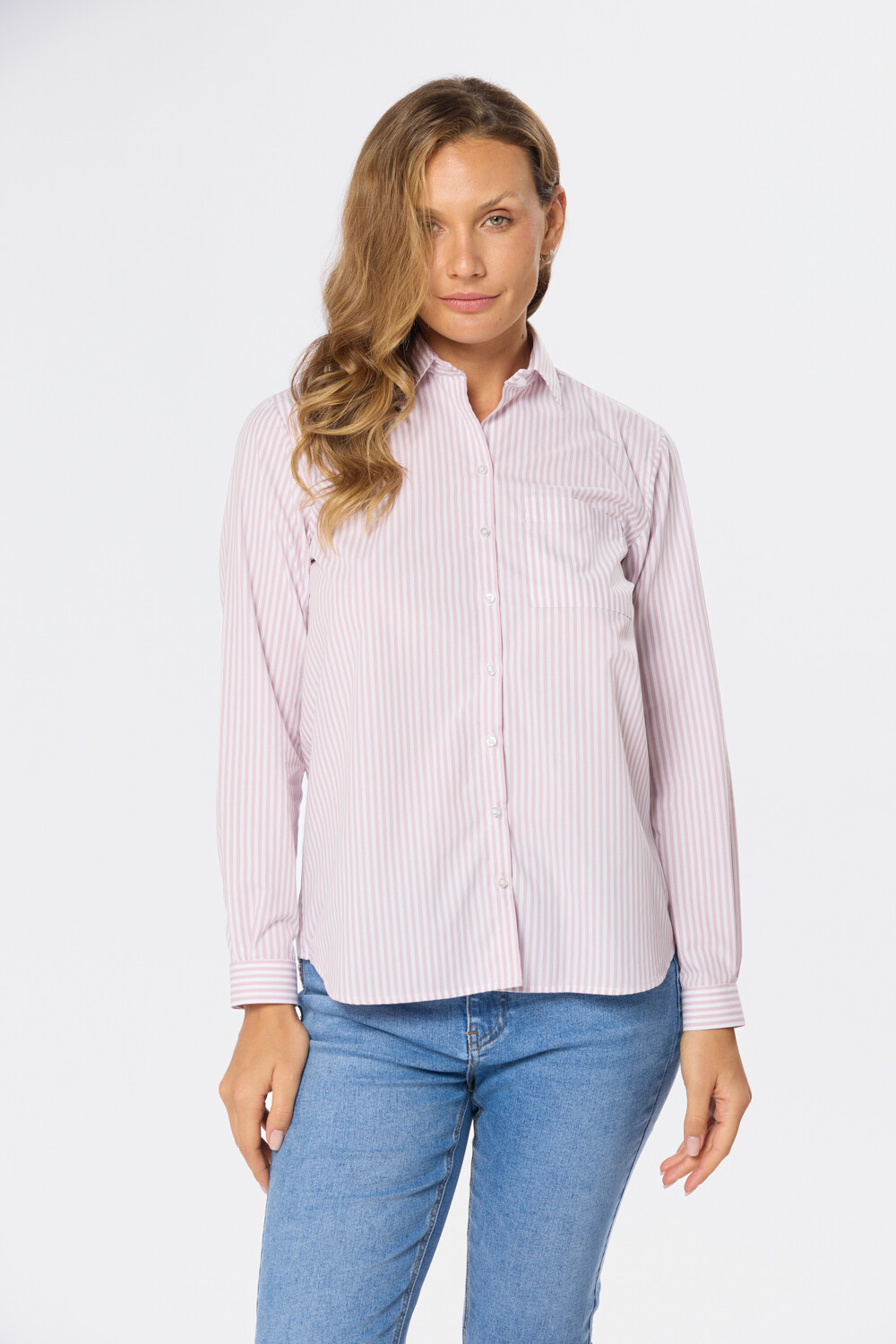 CAMISA HOLGADA RAYADA Rosa