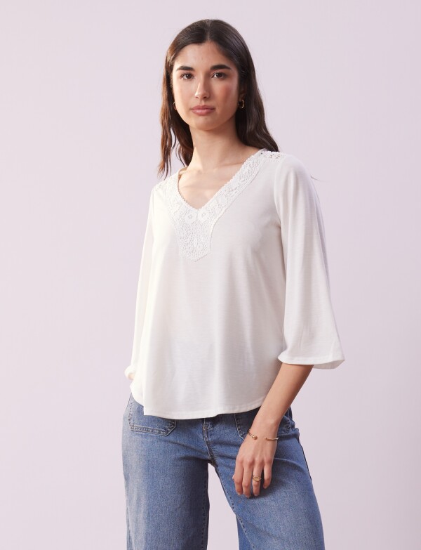 Blusa Crochet BLANCO