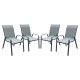 Set x4 Silla De Jardín De Metal Y Textilina Apilable con Apoyabrazos GRIS