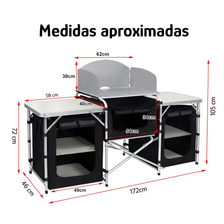 Cocina de Camping Pleg Grande Multifun C/Mesas Lat Bolso Negro