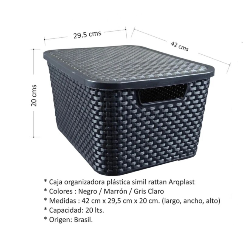 Set x3 Caja ratán 20 lts NEGRO