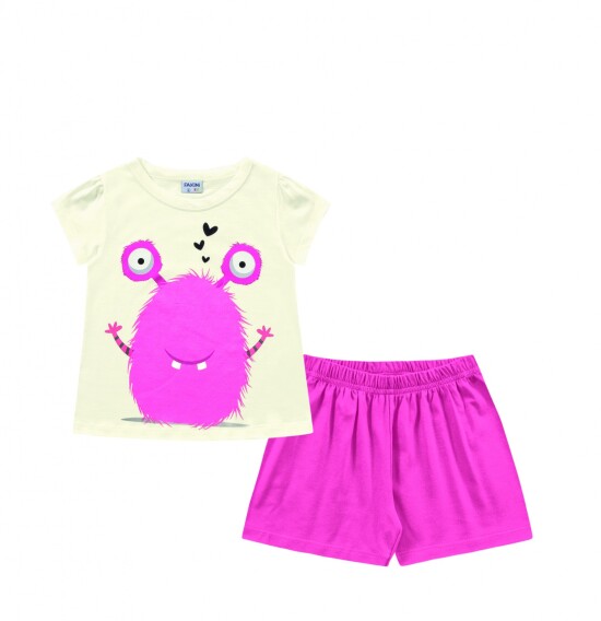 Conjunto pijamas para niñas (blusa y shorts) MARFIL