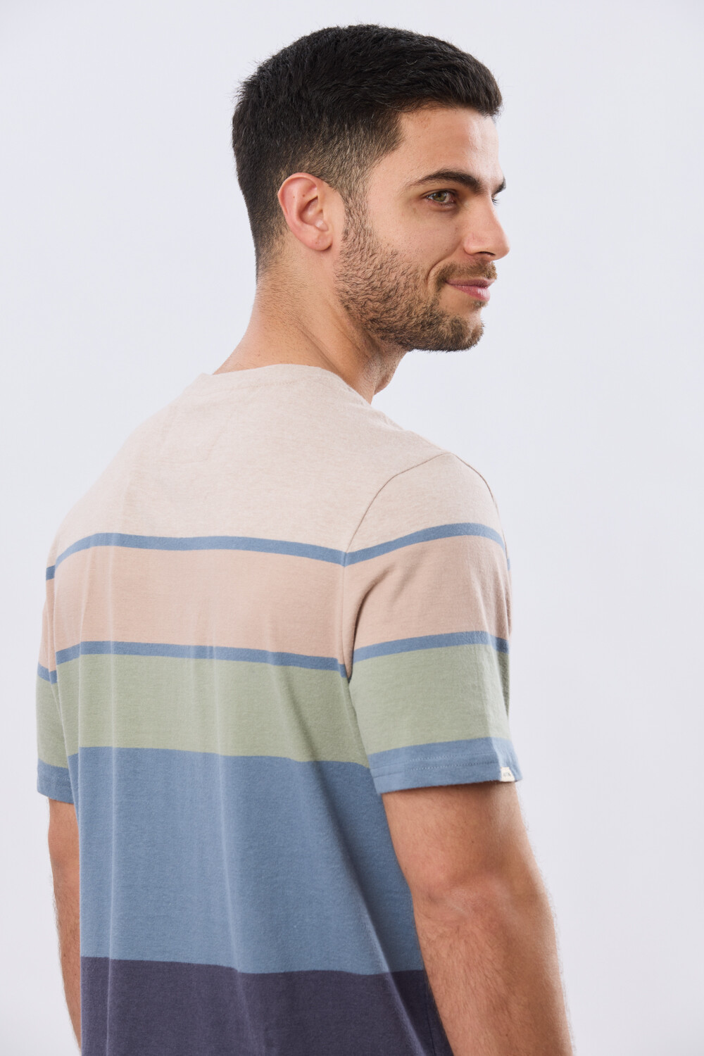 REMERA RAYADA DE ALGODÓN Beige