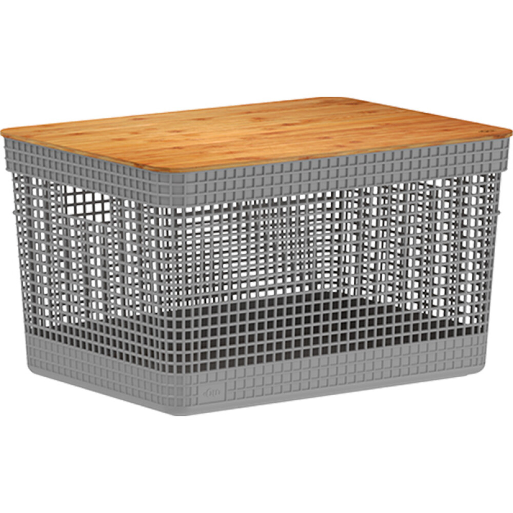 Organizador Rejilla L l Tapa Bambú Gris