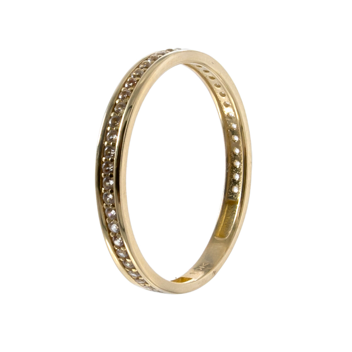 Anillo de oro 10 ktes y circonias, MEDIO SIN FIN. 