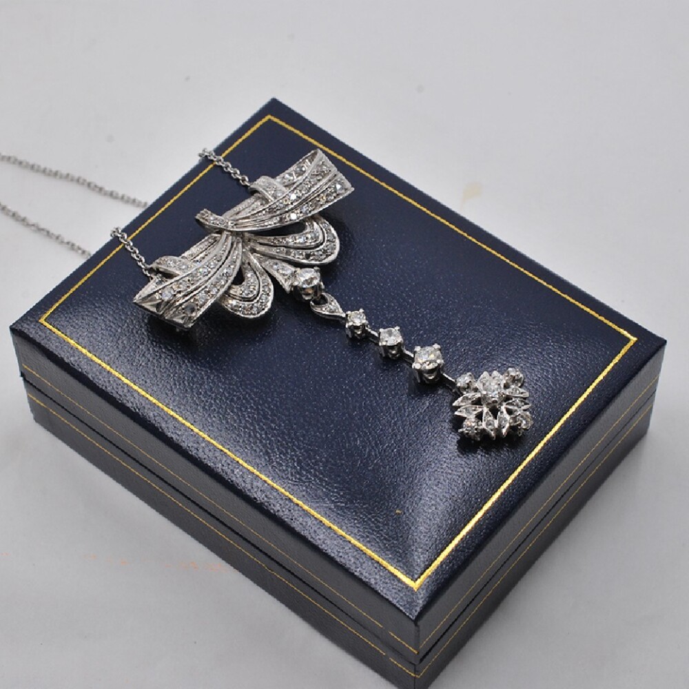 Pendiente Oro 18 K Blanco Y Brillantes Pendiente Oro 18 K Blanco Y Brillantes
