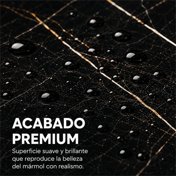 Placa PVC Símil Mármol 2,44x1,22m 3mm Resistente Pack x3 Mármol Negro 2