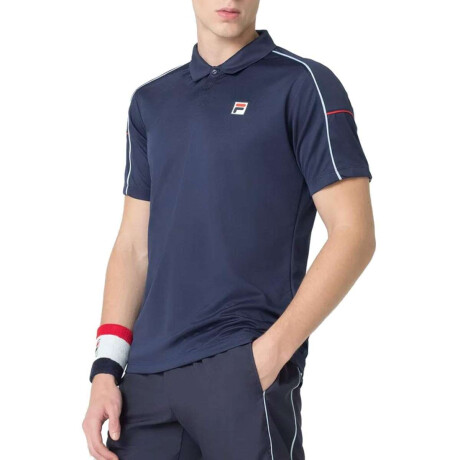 Fila Polo Masculina Tennis Line Marino-Blanco