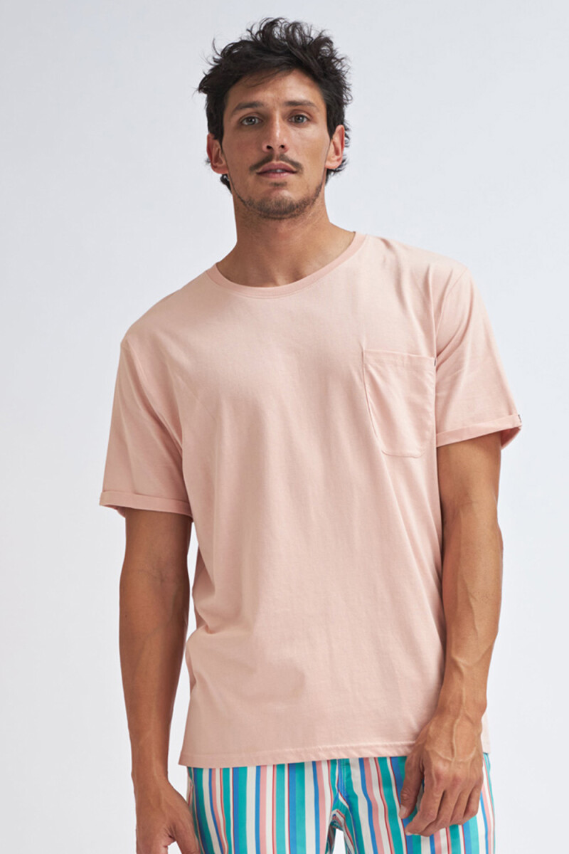 Camiseta manga corta con bolsillo Rosa