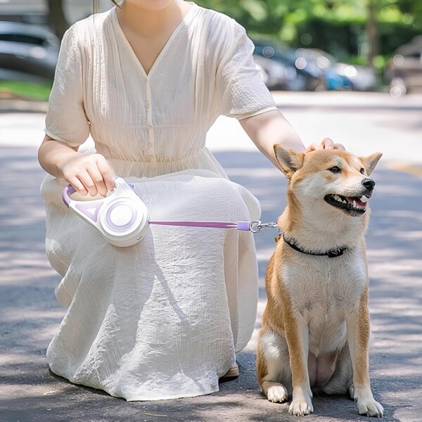 Correa Perro Extensible Retractil Con Luz Paseos 5 Metros Color Variante Naranja