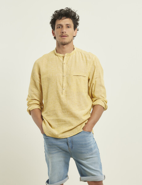 012105 CAMISA HARRINGTON LABEL DE LINO Amarillo