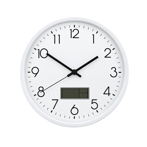 RELOJ DE PARED A PILA ANALOGICO Y DIGITAL Blanco