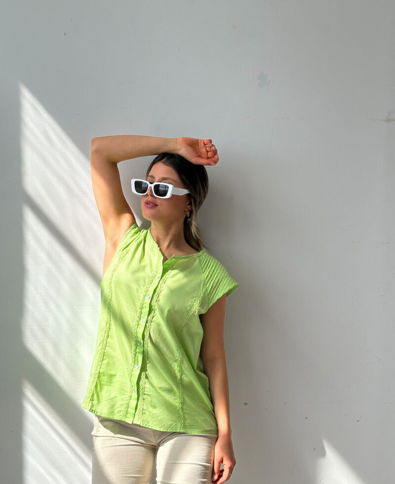 Blusa Celine verde lima
