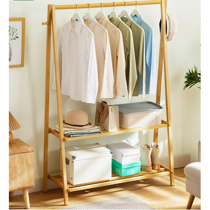 Perchero organizador con estantes de madera MADERA