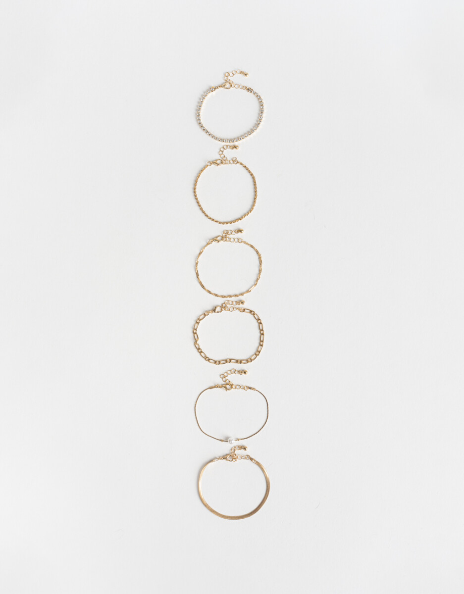 Set De Pulseras Con Strass 