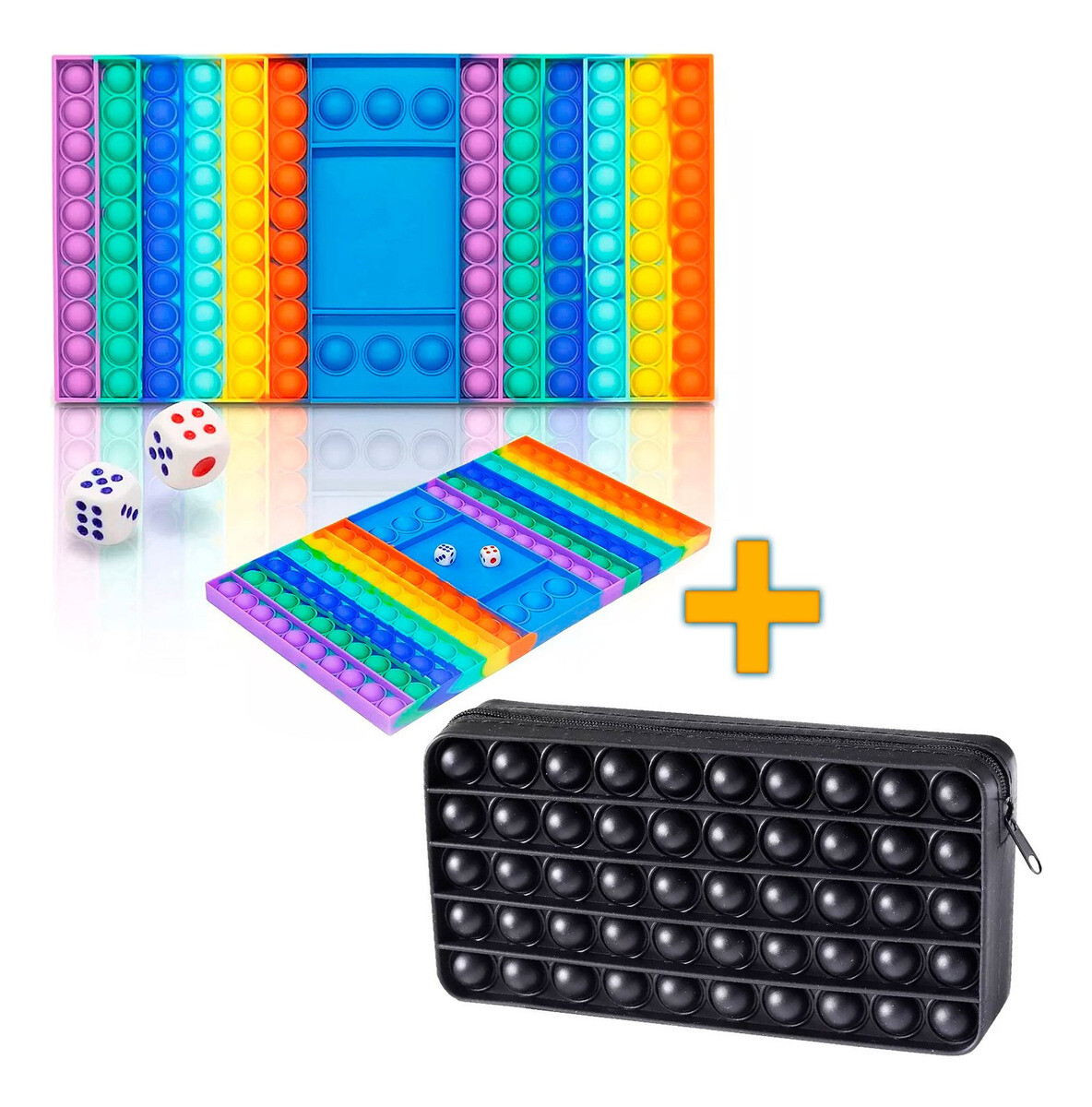 Kit Juego Dados Pop It + Cartuchera Escuela Infantil - Color Variante Negro 