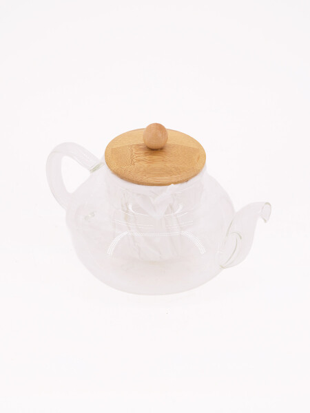 TETERA VIDRIO CON DIFUSOR 500ML MADERA