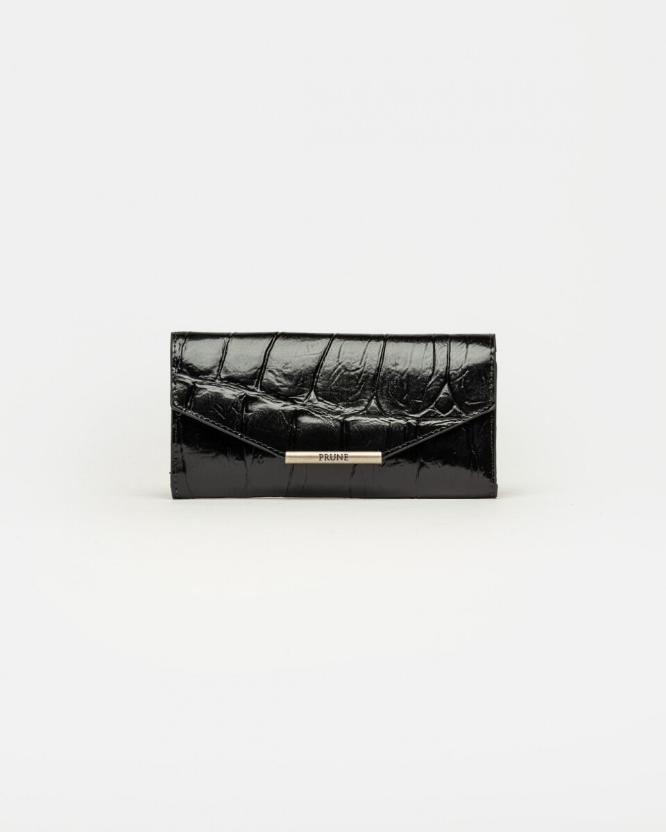 Billetera Darla en cuero grabado big croco - Negro 