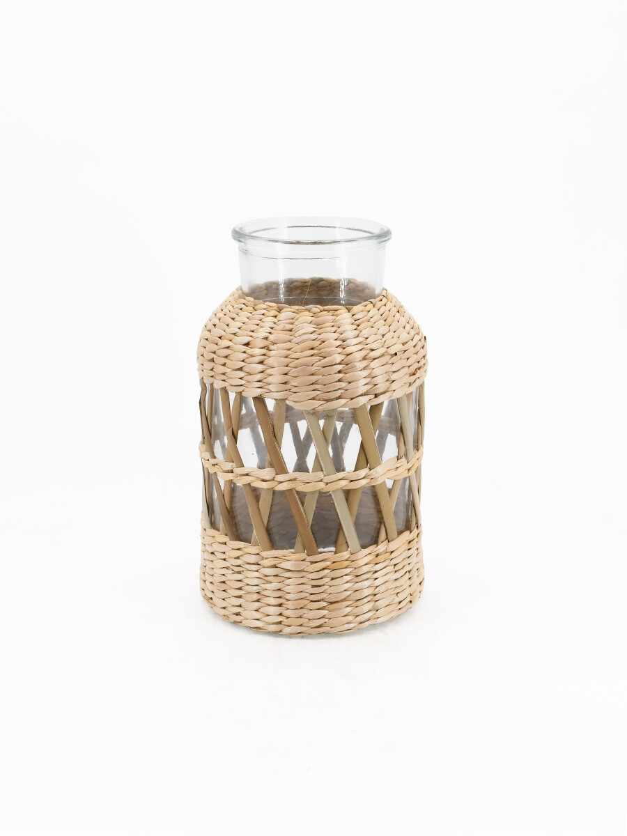 FLORERO BIBI VIDRIO Y FIBRA - BEIGE 