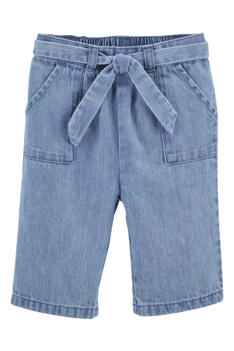 Pantalón de jean con cinturón para anudar 0
