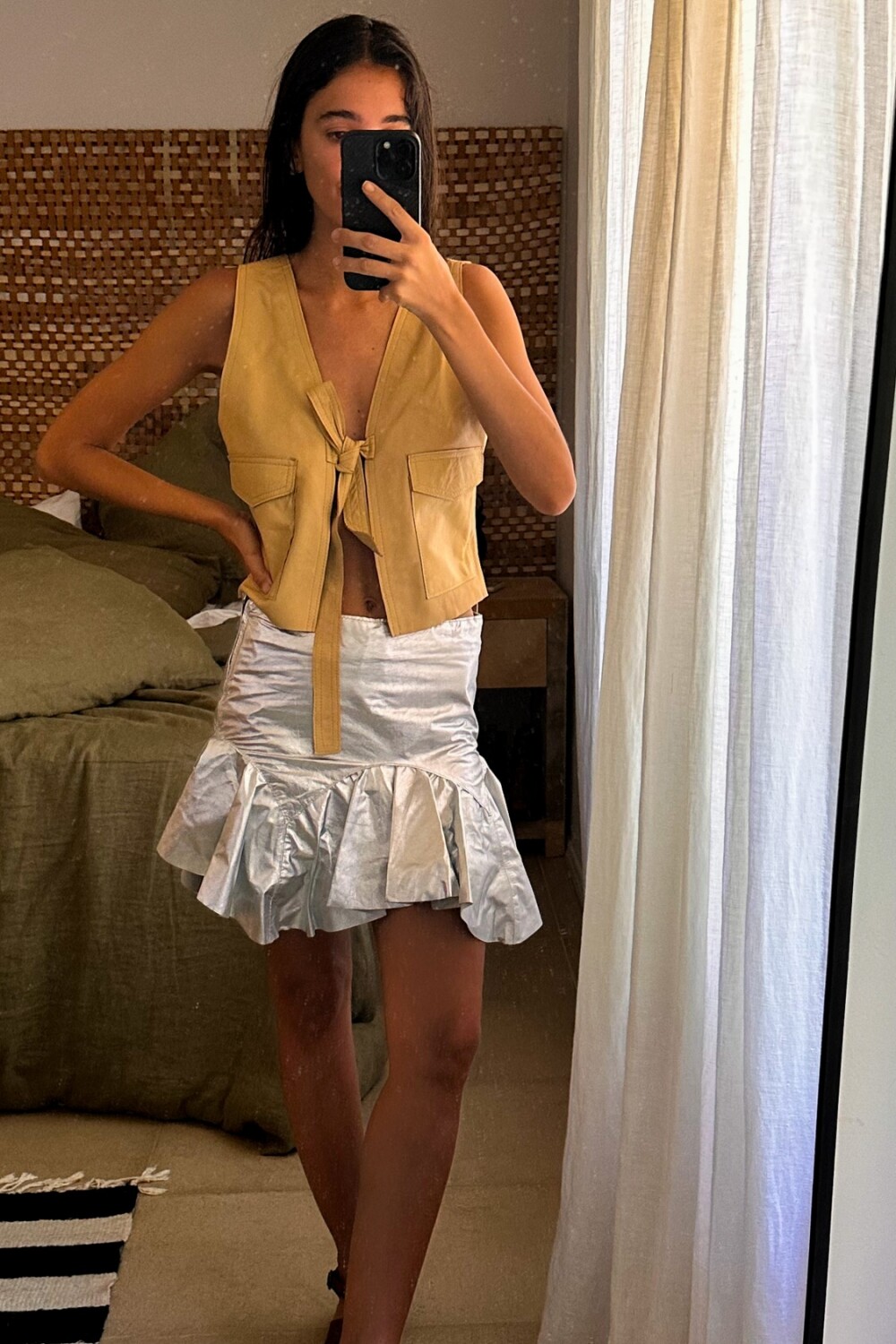 Mini Gotic Skirt Plateado