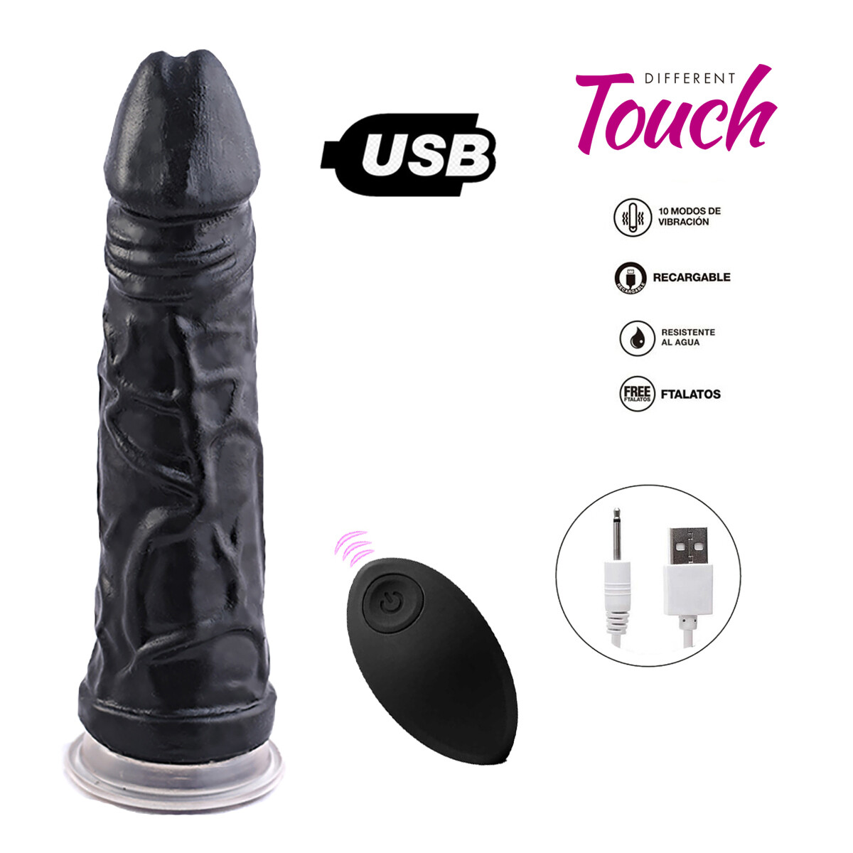 Vibrador A Control Remoto Carga USB Americano - Negro 