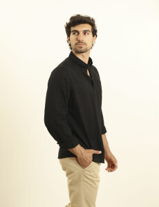 011665 CAMISA DE LINO HARRINGTON LABEL Negro