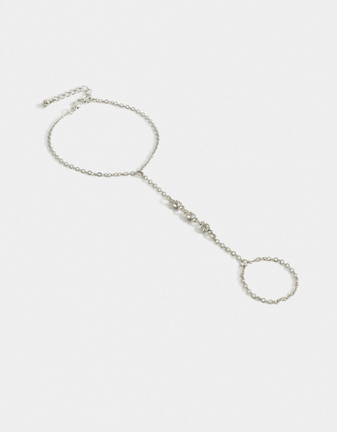 Pulseras Flexibles Pulsera Flexible Strass Con Anillo - Plateado