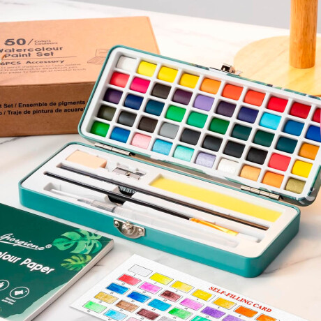 Set Pintura Acuarelas 45 Colores + Accesorios Arte Celeste