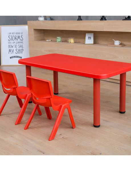 Mesa de plástico niños rectangular 120x60cm Rojo