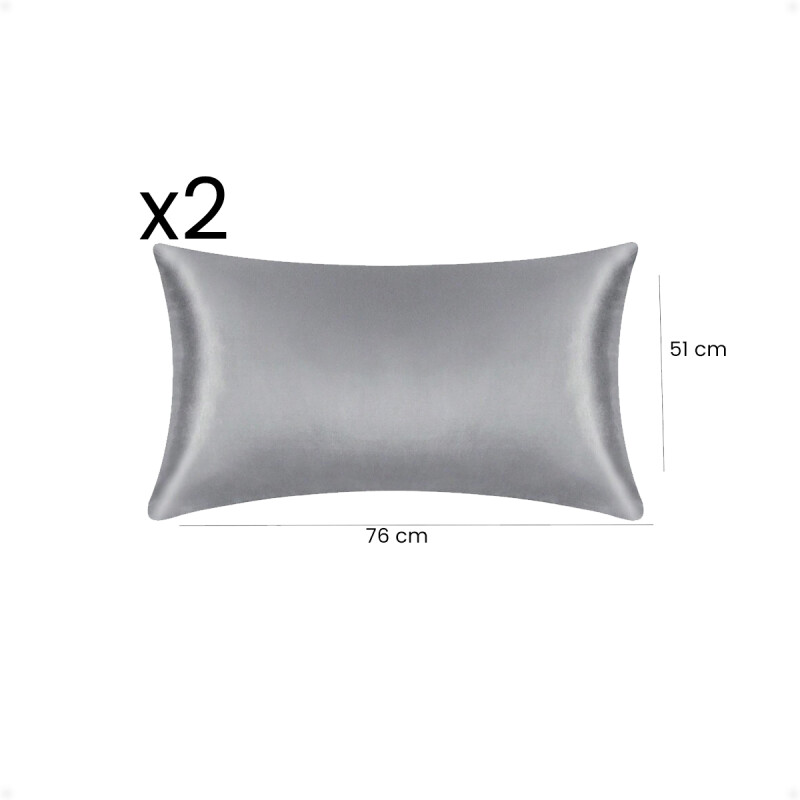 Funda Almohada De Satín Satén Tipo Seda Suave Gris Oscuro